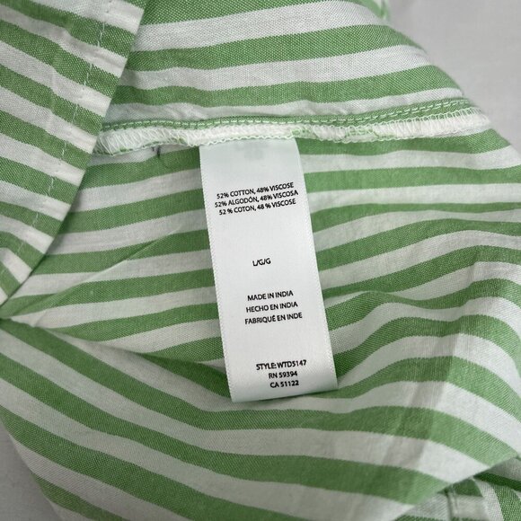 Beachlunchlounge Women Back Bow Babydoll Dress Balloon‎ Sleeve Striped Green L - Picture 7 of 15